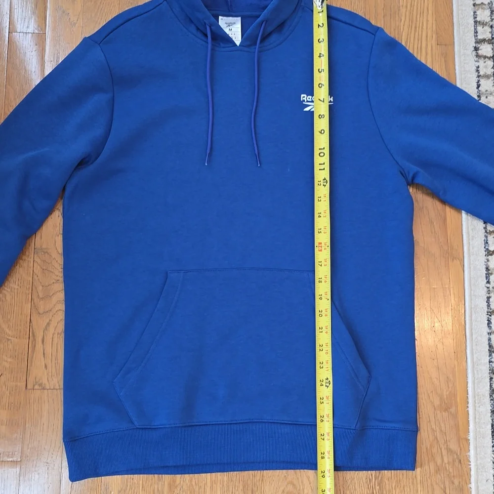 REEBOK BRAND SIGNATURE MEN'S BLUE PULLOVER FLEECE HOODIE SIZE MEDIUM - Picture 12 of 15
